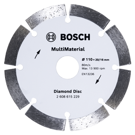 Disco de diamante Bosch MultiMaterial 110 mm para corte.